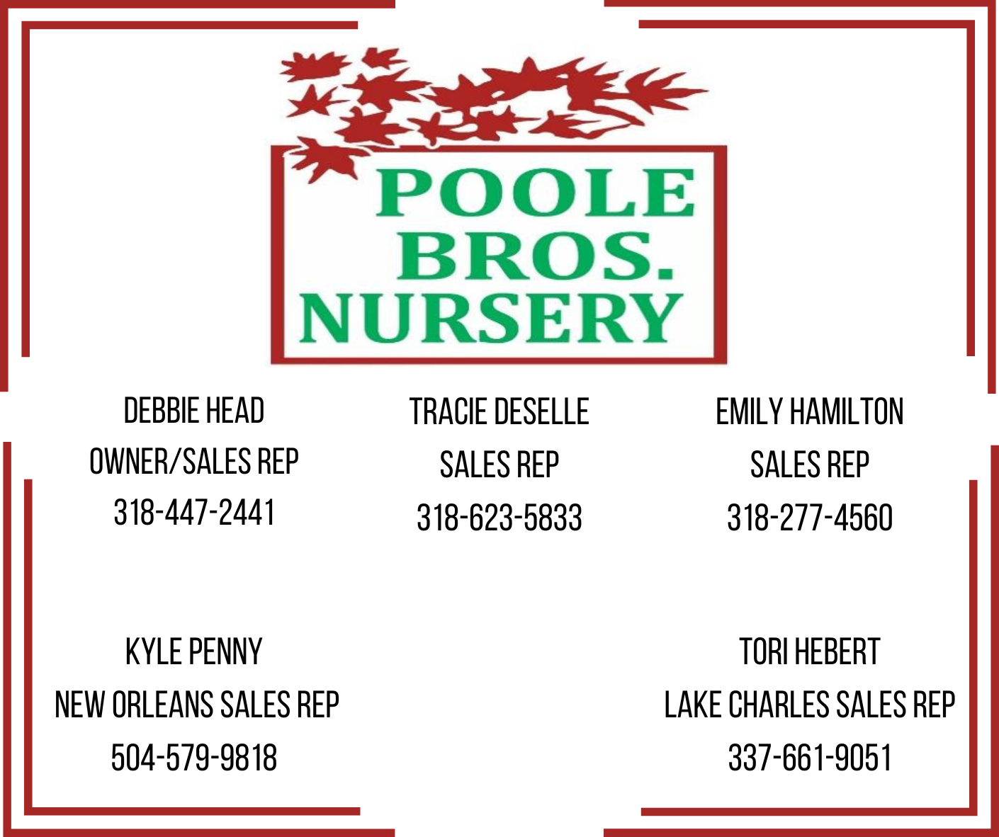 Poole Bros Sales Team